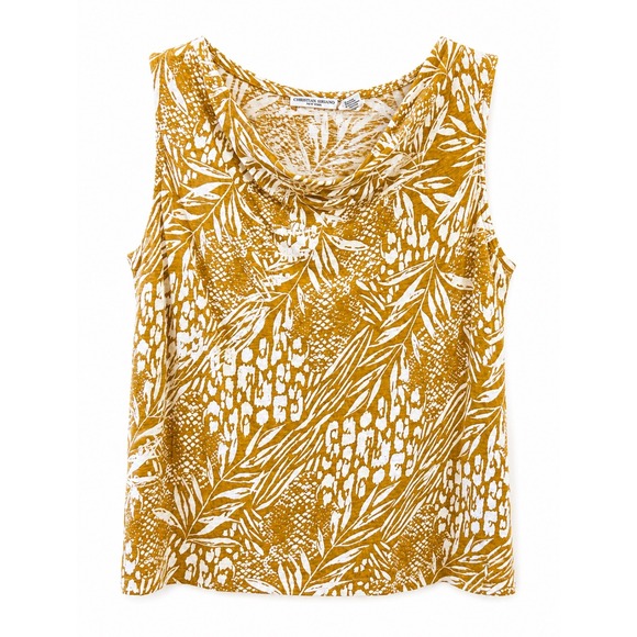 Christian Siriano Tops - Christian‎ Siriano New York 100% Linen Tropical Print Sleeveless Cowl Neck Top M